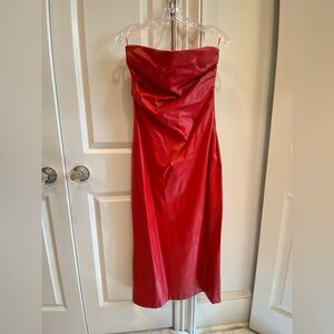 Zara Strapless Scarlet Dress Vegan Leather